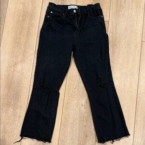 DAZE Women's Black Flare Jeans with Distressed Details